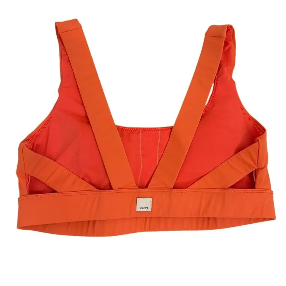 Vuori Stride Sports Bra Coral Orange Removeable Padding High Impact Size Small